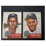 1953 Topps Baseball Card Lot of 2 SENATORS