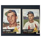 1953 Topps Baseball Card Lot of 2 Cardinals