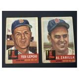 1953 Topps Baseball Card Lot of 2 RED SOX