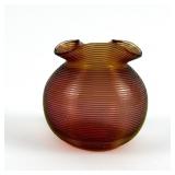 19TH C. AMBERINA RUFFLE TOP TOOTHPICK HOLDER