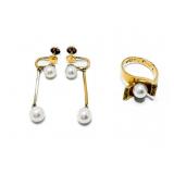 14K GOLD AND CULTURED PEARL JEWELLERY