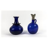 19TH C. BLUE GLASS CARAFES