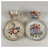 TWO GEORGIAN TEACUPS AND SAUCERS