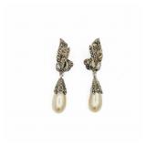 MARCASITE & PEARL DROP EARRINGS