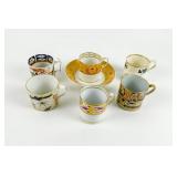 19TH C. PORCELAIN COFFEE CANS & SAUCERS