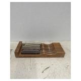 Wooden Knife Block With Kitchen Knives