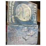 2 Metal Fishing Signs some rust