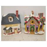 Ceramic village pieces general store and candy