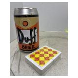 Simpson Duff Beer Storage Can and Cards has dent