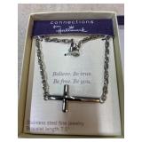 Stainless Sideways Cross Bracelet Hallmark