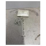 Italy Engraved Rosary With Carry Pouch