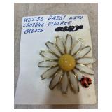 Weiss Daisy with Ladybug Brooch
