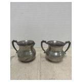 Genuine Pewter Metal Cream And Sugar Holders