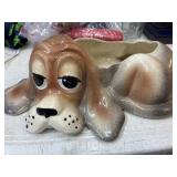Vtg Basset Hound Planter has repaired crack