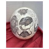 Ostrich Egg etched Jungle Animals