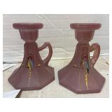 Vintage Candlestick Holders with Parrot