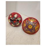 2 vintage metal rattles