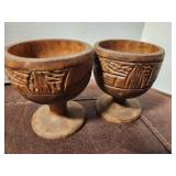 Small Wood Goblets Carved