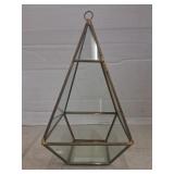 Vintage hanging brass and glass plant holder