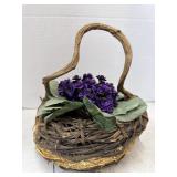 Wooden Wicker Fake Floral Basket