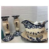 Gravy Boat, Tray, Candle Stick Holders