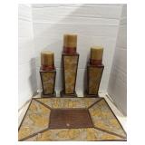 Candle Holder Set With Tray