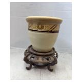 Planter Stand With Ceramic Plant Pot