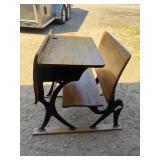 Vintage School Desk Table With Inkwell T2