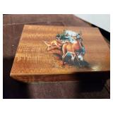 Deer Design Wood Box with Cards and Dice