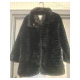 Carmen Marc black faux fur jacket size medium