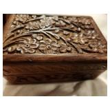 Vintage Carved Wood Trinket Box