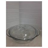 Clear glass casserole dish