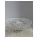 Large Floral Frosted Glass Bowl