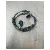 Wire wrap bracelet with earring studs