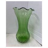 Green Glass Swirl Vase