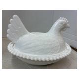 Milk Glass Hen on a Nest