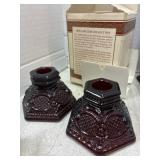 Ruby Red Cape Cod Candle Holders