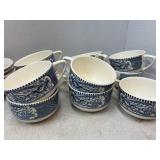 11 Currier and Ives Blue and White Tea Cups t1