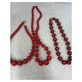 Vintage Red Beaded Necklaces