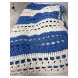Blue and White Afghan approx 50ï¿½ long