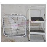 Box Fan & Step Stool