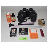 Binoculars, Gun Cleaning, Swiss Army Knife