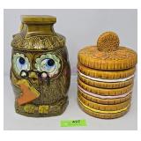 (2) Owl & Sandwich Cookie Stack Cookie Jars