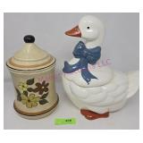 (2) Mother Goose, Floral Canister/ Cookie Jars
