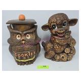 (2) Cookie Jars (Owl/Lamb) Treasure Craft