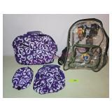 Clear Backpack, Purple Travel Set