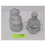 (2) Snow Woman & Girl Reading Book Isabel Bloom