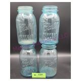 (4) Quart Ball Mason Blue Aqua