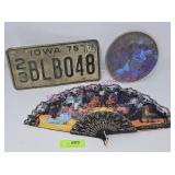 Morpho Butterfly Plate, 1975 Iowa Plate, Hand Fan
