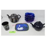 Copper Plate, Teapots, Bowls, Glass